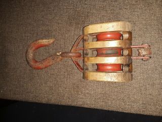 Vintage Crosby Western Wood Block And Tackle H - 23 - C 4 Vg Cond Made In Usa