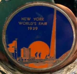 1939 N.  Y.  WORLD’S FAIR ASHTRAY CHROME ENAMEL TRYLON & PERISPHERE ARMSTRONG GREAT 2
