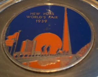 1939 N.  Y.  WORLD’S FAIR ASHTRAY CHROME ENAMEL TRYLON & PERISPHERE ARMSTRONG GREAT 6