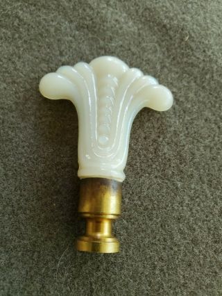 Antique Milk Glass Lamp Finial Art Nouveau Deco Alacite Glass Aladdin