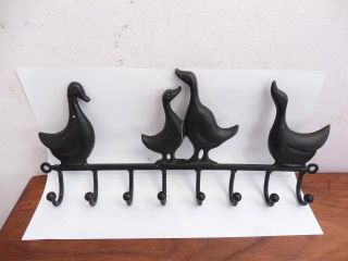 Found Early Cast Made Metal Duck Design Wall Mounted Hook Rack