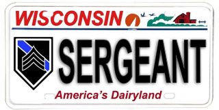 Wisconsin Police Sheriff Novelty Aluminum License Plate - Rank Of Sergeant