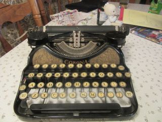 L C Smith Corona 5 Antique Portable Typewriter & Case Serial J5p12959