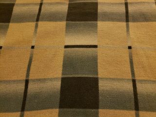 Vintage Wool Twin Blanket Mid Century Pattern Satin Edging Blue 2