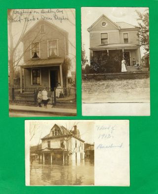 3 Parkersburg,  Wv,  Rppc Views Of Old Houses,  16th St,  Dudley Av,  And Beechwood