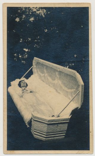 Serene Sleeping Dead Woman In Coffin Vtg 1910 