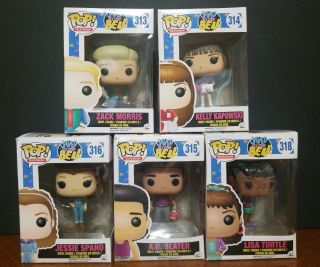 Funko Pop Saved By The Bell.  Set Of 5.  Zack,  Kelly,  Ac,  Jessie,  Lisa.