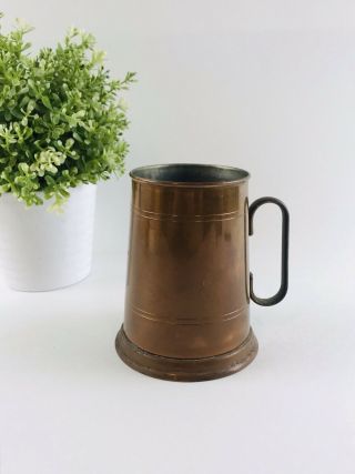 Old Dutch Solid Copper Mug Made In Portugal 12oz W/ Brass Handle - 4.  8 " Vintage