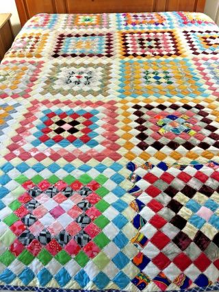 Vintage Handmade The Garden Patch Quilt Signed Dated 73 " X 86 "