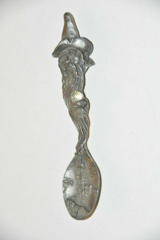 Vintage 1985 Pewter Wizard W/ Crystal Ball Collector Spoon By Gallo Fantasy 4 "