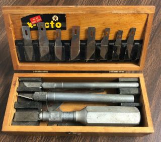 Vintage X - Acto Knife Tools Chest No 83 With Wood Box