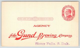 Sioux Falls Sd John Gund Brewing Co Peerless Pioneer Keg Beer Bottle 1910 Postal