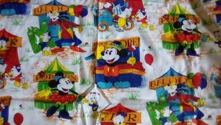 Vintage Fabric Disney Mickey Mouse Donald Duck Fair Fabric Unwashed 44 X 98