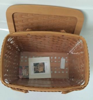 Longaberger Founder ' s Market Basket,  With Lid & Guarantee of Authenticity Card 5