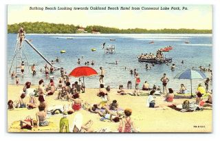 Vintage Postcard Bathing Beach Conneaut Lake Park Pennsylvania Pa I13
