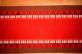 VTG Norway Christmas Long Table Runner Machine Weaved Red Candles Old Stock 2