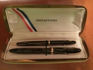 Vintage Sheaffers Fountain Pen And Pencil Set Made In The Usa White Dot On Pen