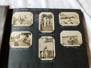 Vintage 158 Black,  White Photographs Leather Photo Album 1942 - 1943 Military Men