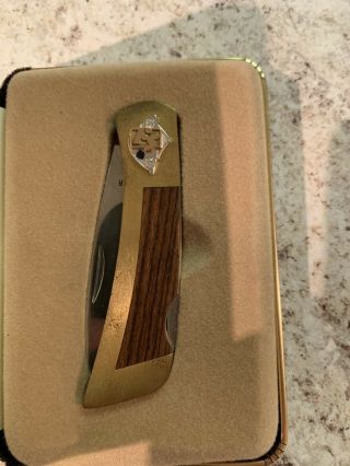 Vintage Gerber Portland Or 97223 Usa Brass / Wood Handle Folding Pocket Knife