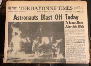 2 Copies,  Apollo 11 Moon Landing July 21,  1969 Bayonne Nj Times