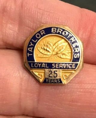 Taylor Brothers Tobacco 10k Gold 25 Years Loyal Service Lapel Pin Badge 2.  7g F/s