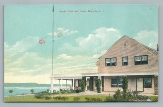 Yacht Club Bayside Queens—rare Antique Nyc York City Postcard Flags 1910s