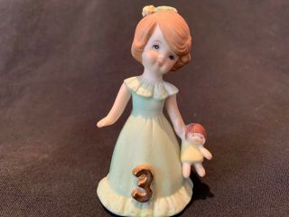 Enesco Vintage Growing Up Birthday Girls Age 3 Blonde Figurine