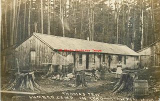 Mi,  Stanton,  Michigan,  Rppc,  Thomas Tew Lumber Camp In 1880.  Photo