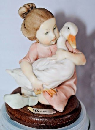 Vtg Giuseppe Armani Little Treasures Girl With Duck Goose Figurine Italy Base