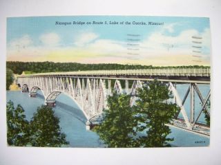 Nianqua Bridge On Route 5 Lake Of The Ozarks Missouri Linen Postcard Color Nr
