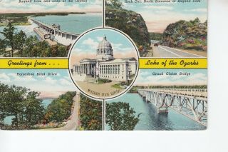 5 View Greetings From State Capitol And Lake Of The Ozarks Mo