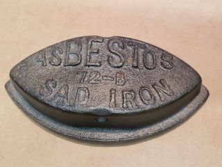 Antique Asbestos Sad Iron & Holder No Handle 72 - B Made In Usa
