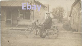 Indian Motor Cycle Real Photo Postcard Early 1900 