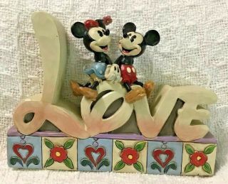 Disney Traditions Jim Shore Love Word Plaque With Mickey Mouse & Minnie Mouse