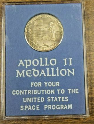 Nasa Apollo 11 Medallion Flown Metal In Worker Case