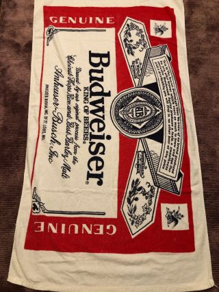Vintage Budweiser Beach Towel Anheuser Busch Beer Surfing Vtg Official