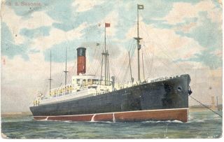S S " Saxsonia " Cunard Passenger Ship 1905