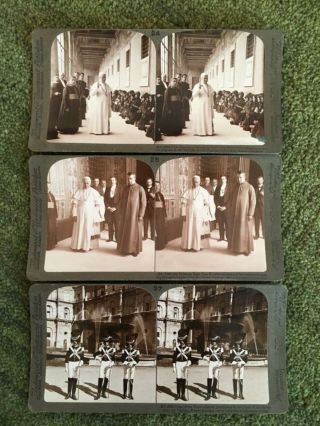 24 Old 3D Stereo Viewer View Cards Papal Vatican Pope Pius X w Box Underwood 7