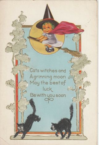 Pumpkin Head Kids Halloween,  Witch On Broom,  00 - 10s ; Black Cat