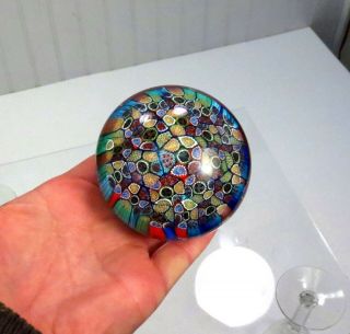 Vintage Murano Glass Fratelli Toso Italy Venetian Millefiori Canes Paperweight
