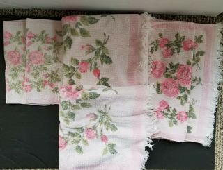 Vintage Mid Century Modern Rose Bath Towel Set Of 6 Fashion Manor