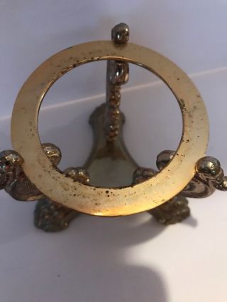 Vintage Godinger Brass Display Stand Crystal Ball Globe Candle Holder 2