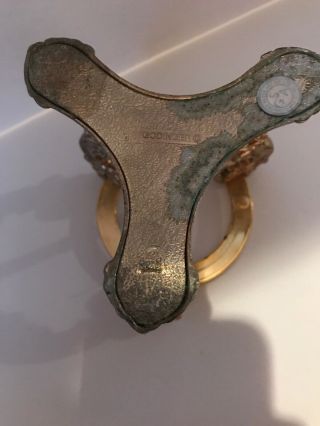 Vintage Godinger Brass Display Stand Crystal Ball Globe Candle Holder 3
