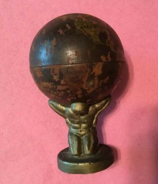 Antique Globe Sitting Atlas Pencil Sharpener Germany