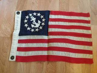 Vintage 13 Star & Anchor 12 X 18 Yacht Ensign Flag American Navy