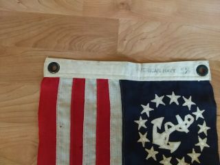 VINTAGE 13 STAR & ANCHOR 12 X 18 YACHT ENSIGN FLAG AMERICAN NAVY 2