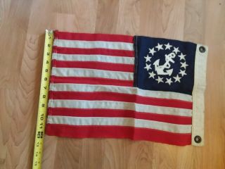 VINTAGE 13 STAR & ANCHOR 12 X 18 YACHT ENSIGN FLAG AMERICAN NAVY 4