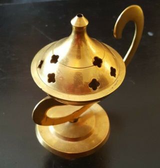 Vintage Brass Incense Burner With Incense Removable Top