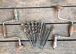 Old Antique Vintage Tools Bit Braces Stanley Auger Bits Hand Drills Chisel