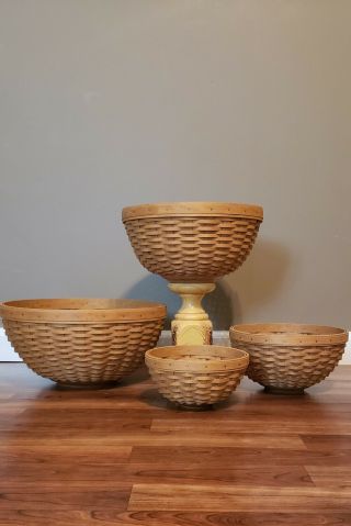 Longaberger Bowl Baskets With Protectors And Lids